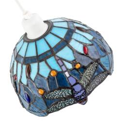 Happy Homewares Midnight & Sky Blue Stained Glass Dragonfly Tiffany Pendant Shade - thumbnail 4