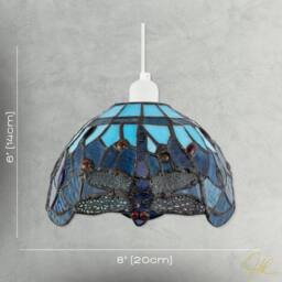 Happy Homewares Midnight & Sky Blue Stained Glass Dragonfly Tiffany Pendant Shade - thumbnail 7
