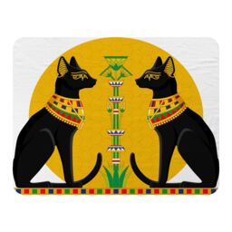 Benjamin Tate Design Illustration Of Black Egyptian Cats With Papyrus Blanket in Natural - Size: 120 cm x 150 cm - thumbnail 1