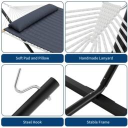 VOGREX Hammock W/Stand 450lb Capacity Steel Frame in Grey - thumbnail 3