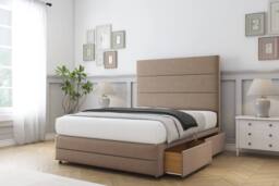 "Sloomy Monaco Plush Divan Base 2 Drawers -54"" Headboard & 12"" Footboard in Taupe - Size: Single" - thumbnail 4