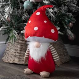 Samuel Alexander 50cm Red Soft Festive Porta-Bella Christmas Mushroom Gonk Decoration - thumbnail 3