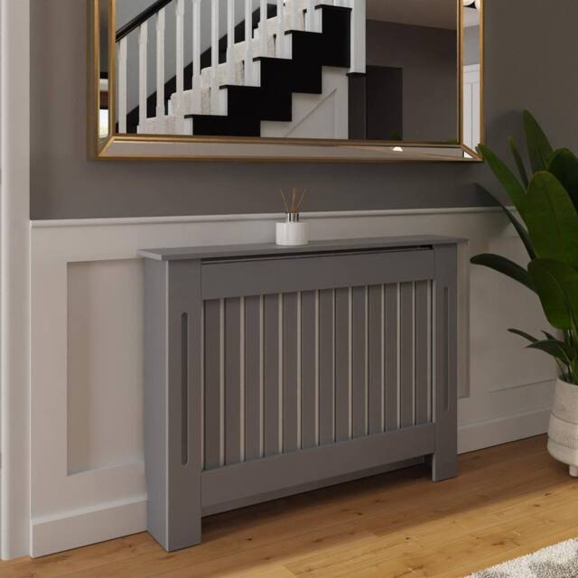 FWStyle Vertical Slat Medium Grey Radiator Cover (H) 82.3 (W) 112cm (D) 19cm - image 1