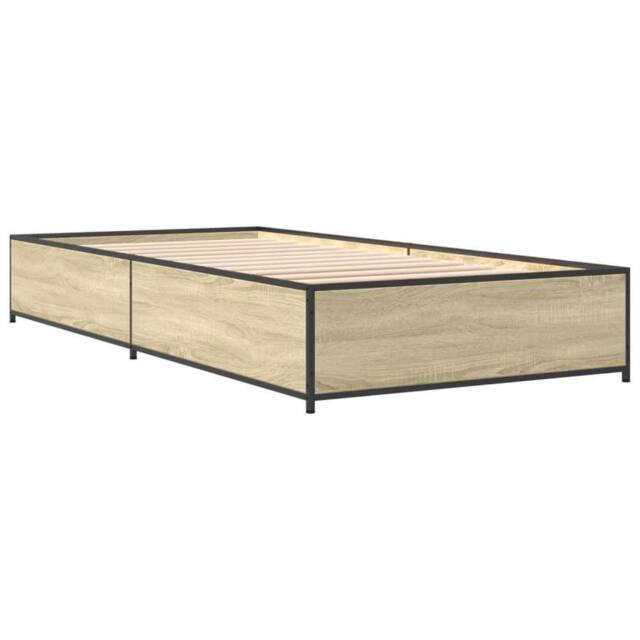 Berkfield Home Durable Bed Frame without Mattress Sonoma Oak 75x190 cm Small Single in Light Tan - image 1
