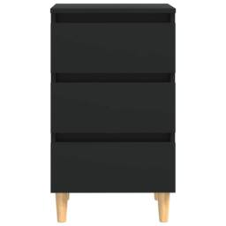 Berkfield Home Sturdy Bed Cabinet with Solid Wood Legs Black 40x35x69 cm - Size: 40 x 35 x 69 cm - thumbnail 5