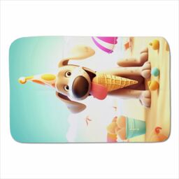 Warren Reed - Designer Dog On A Beach Holiday Sherpa Blanket in Yellow - Size: Large - thumbnail 1