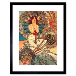 "Artery8 Mucha Nouveau Woman Floral Artwork Home Decor 12x16"" Framed Art Print - Size: W12"" x H16""" - thumbnail 1