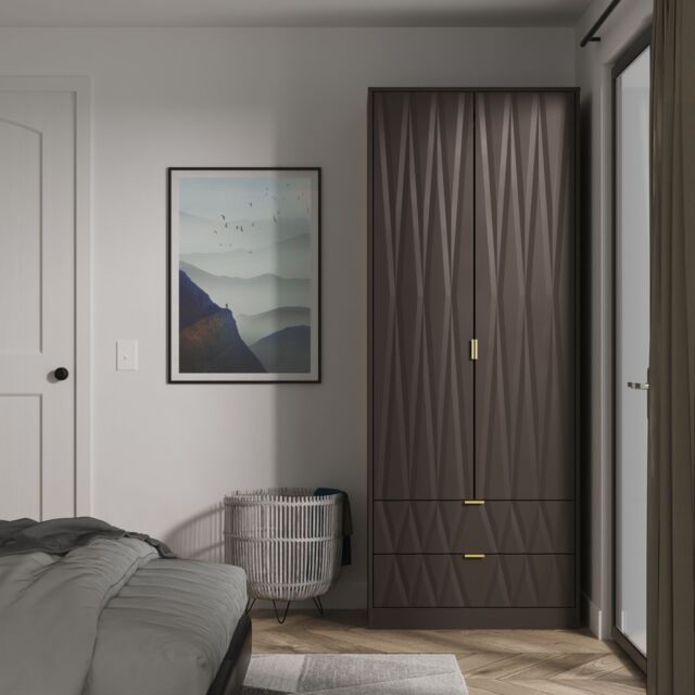 Ready Assembled 2 U Washington 2 Door Robe 2 Drawer Robe (Ready Assembled) in Dark Grey - Size: Large - image 1