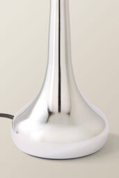 ValueLights Teardrop Pair Fabric Shades Brushed Chrome Touch Table Lamps & Bulbs in Navy - thumbnail 5