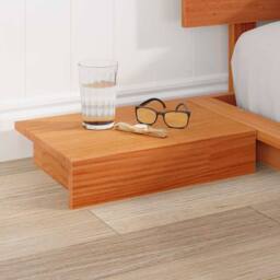 Berkfield Home Soft Floor Bed Frame with Bedside Tables Wax Brown 200x200cm Soli - Size: 200x200 cm - thumbnail 4