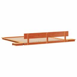 Berkfield Home Soft Floor Bed Frame with Bedside Tables Wax Brown 200x200cm Soli - Size: 200x200 cm - thumbnail 7