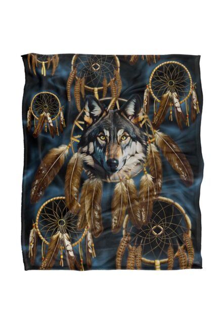 JQ Licensing Rs-Jp Dreamcatcher Wolf Silky Touch Super Soft Throw Blanket 152 X 127 cm in White - image 1