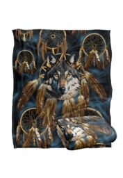 JQ Licensing Rs-Jp Dreamcatcher Wolf Silky Touch Super Soft Throw Blanket 152 X 127 cm in White - thumbnail 2