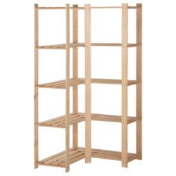 Berkfield Home Durable 5-Tier Storage Corner Rack 82.5x82.5x170 cm Solid Pinewood in Light Tan - thumbnail 2