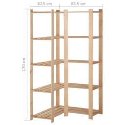 Berkfield Home Durable 5-Tier Storage Corner Rack 82.5x82.5x170 cm Solid Pinewood in Light Tan - thumbnail 7
