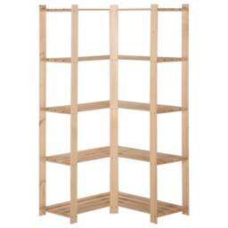 Berkfield Home Durable 5-Tier Storage Corner Rack 82.5x82.5x170 cm Solid Pinewood in Light Tan - thumbnail 3