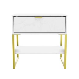 Ready Assembled 2 U Tamworth Single 1 Drawer Bedside Cabinet (Ready Assembled) in Off-White - thumbnail 1
