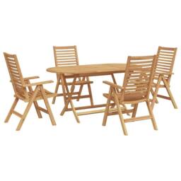 Berkfield Home 5 Piece Garden Dining Set Foldable Solid Wood Teak in Brown - thumbnail 2