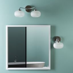 ValueLights Amaia Polished Chrome IP44 Rated Single Frosted Ribbed Glass Wall Light in Silver - thumbnail 4