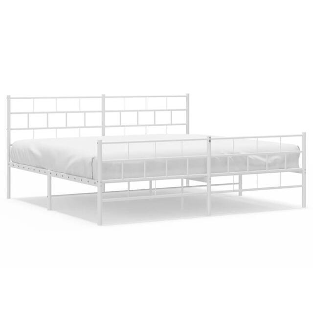 Berkfield Home Metal Bed Frame with Headboard & Footboard White 183x213 cm - image 1