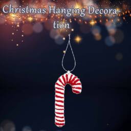 VFM e-Store Christmas Knitted Candy Cane Hanging Decoration 25cm x 8cm Red X 1 - Size: 25 cm x 8 cm - thumbnail 3
