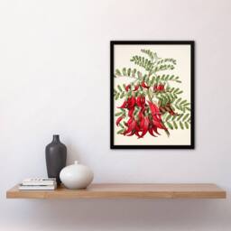 Artery8 Sarah Featon Framed Wall Art New Zealand Kaka Beak Plant Flowers in Beige - Size: A4 - thumbnail 2