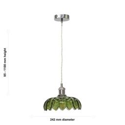 First Choice Lighting Alice - Green Leaf Design Pendant Shade with Chrome Flex Set - thumbnail 4