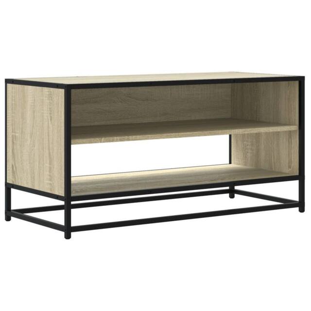 Berkfield Home TV Cabinet Sonoma Oak 91x40x46 cm Engineered Wood & Metal in Light Tan - Size: 91 x 40 x 46 cm - image 1