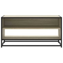 Berkfield Home TV Cabinet Sonoma Oak 91x40x46 cm Engineered Wood & Metal in Light Tan - Size: 91 x 40 x 46 cm - thumbnail 4