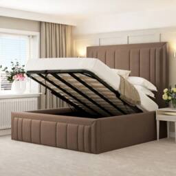 "Bed Choices Emperor Upholstered Bed Frame with Chelsea mattress & 54"" Headboard in Taupe - Size: Single" - thumbnail 4
