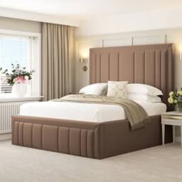 "Bed Choices Emperor Upholstered Bed Frame with Chelsea mattress & 54"" Headboard in Taupe - Size: Single" - thumbnail 1