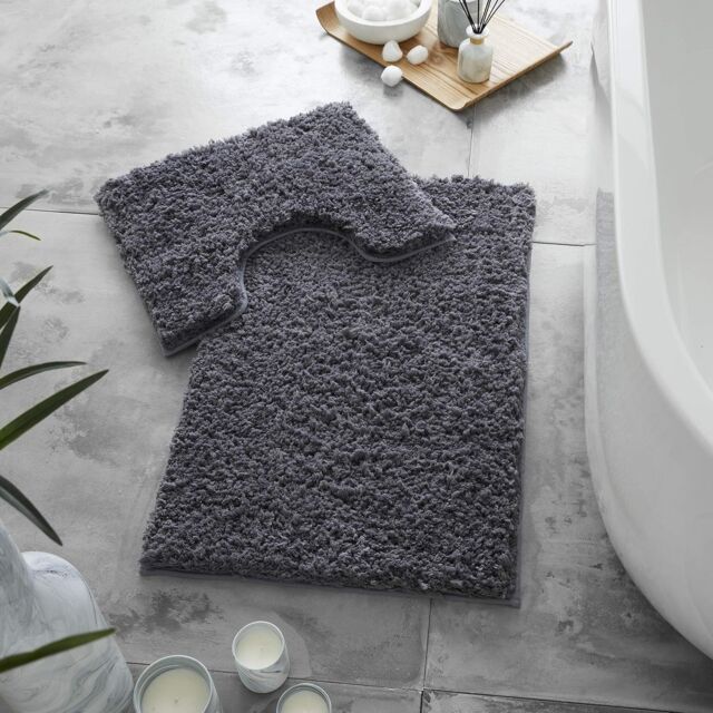 GAVENO CAVAILIA 2 Piece Zero Twist Bath Mat Set in Charcoal - image 1