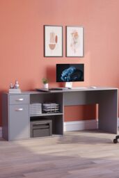 Home Discount Vida Designs Longton Adjustable Computer Desk PC Table Storage Office Study Gaming Furniture in Grey - thumbnail 6