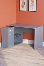 Home Discount Vida Designs Longton Adjustable Computer Desk PC Table Storage Office Study Gaming Furniture in Grey - thumbnail 3