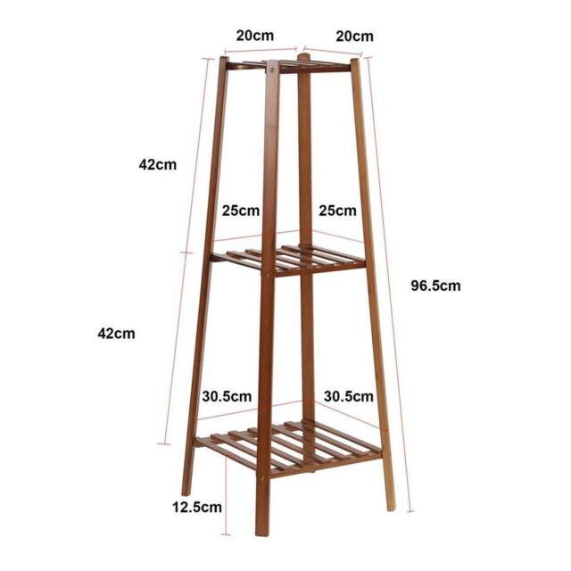 NESTLUNE 3tier Tall Bamboo Plant Stand Pot Holder Shelf in Brown - Size: 100 cm x 15 cm - image 1