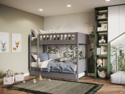Flair Bea Wooden Bunk Bed with Trundle in Grey - Size: Single - thumbnail 3