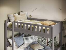 Flair Bea Wooden Bunk Bed with Trundle in Grey - Size: Single - thumbnail 4