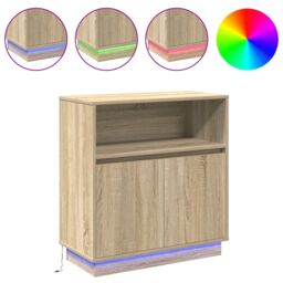 Berkfield Home Sideboard with LED Sonoma Oak 71x34, 5x75 cm Engineered Wood in Brown - thumbnail 4