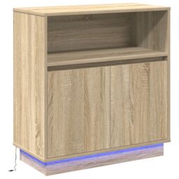 Berkfield Home Sideboard with LED Sonoma Oak 71x34, 5x75 cm Engineered Wood in Brown - thumbnail 2