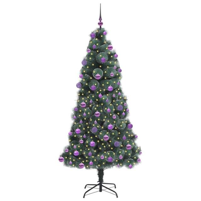 Berkfield Home Elegant Artificial Pre-lit Christmas Tree with Ball Set Green 210 cm - image 1
