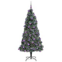Berkfield Home Elegant Artificial Pre-lit Christmas Tree with Ball Set Green 210 cm - thumbnail 1