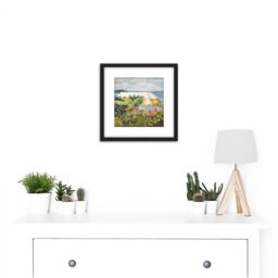 Artery8 Homer Flower Garden Bungalow Bermuda Painting 8X8 Inch Square Wooden Framed Wall Art Print Picture with Mount in Black - thumbnail 2