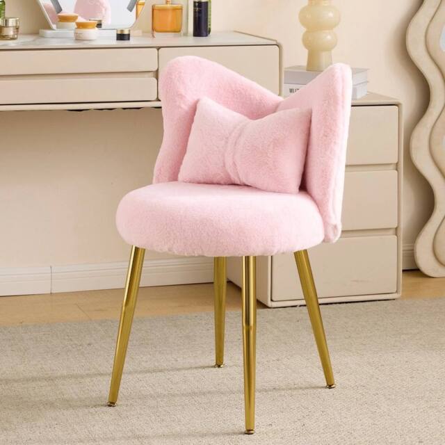 EONLION Dressing Table Stool Side Chair Makeup Bedroom Rest Chair in Pink - Size: 100 cm - image 1