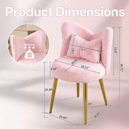 EONLION Dressing Table Stool Side Chair Makeup Bedroom Rest Chair in Pink - Size: 100 cm - thumbnail 2