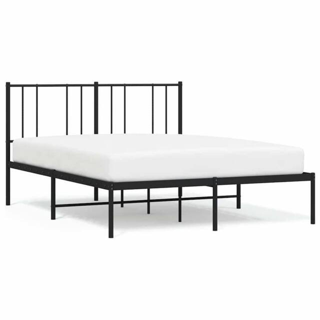 Berkfield Home Metal Bed Frame with Headboard Black 120x200 cm - Size: Small Double - image 1