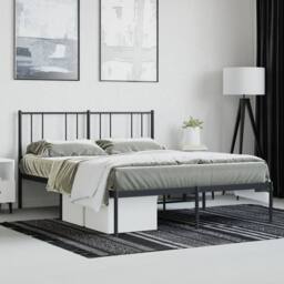Berkfield Home Metal Bed Frame with Headboard Black 120x200 cm - Size: Small Double - thumbnail 4
