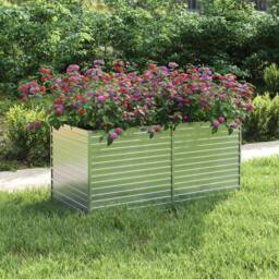 Berkfield Home Garden Raised Bed 160x80x77 cm Galvanized Steel Silver - Size: 160 x 80 x 77 cm - thumbnail 2