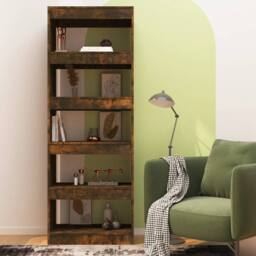 Berkfield Home Classic Book Cabinet/Room Divider Smoked Oak 60x30x166 cm Enginee in Brown - Size: 60 x 30 x 166 cm - thumbnail 1