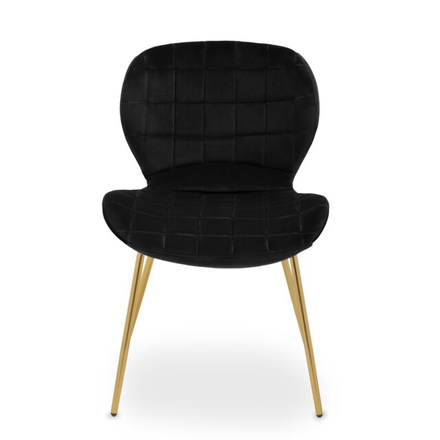 Orsina Black Velvet Dining Chair, Luxury Dining Chair, Modern Black Velvet Dining Chair with Gold Finished Legs - image 1