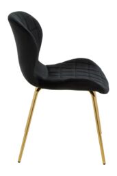 Orsina Black Velvet Dining Chair, Luxury Dining Chair, Modern Black Velvet Dining Chair with Gold Finished Legs - thumbnail 3